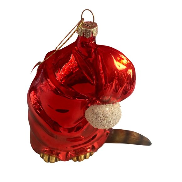 Vintage Kurt Adler Linnea Riley Glass Cat in Santa Hat Ornament Art Inst Chicago - Picture 6 of 8